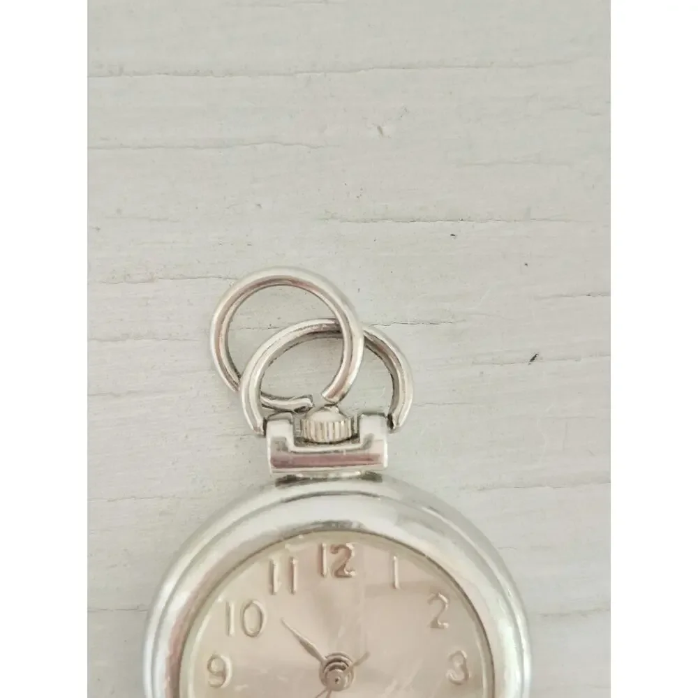 Vintage Mini Silver-Tone Quartz Pocket Watch
